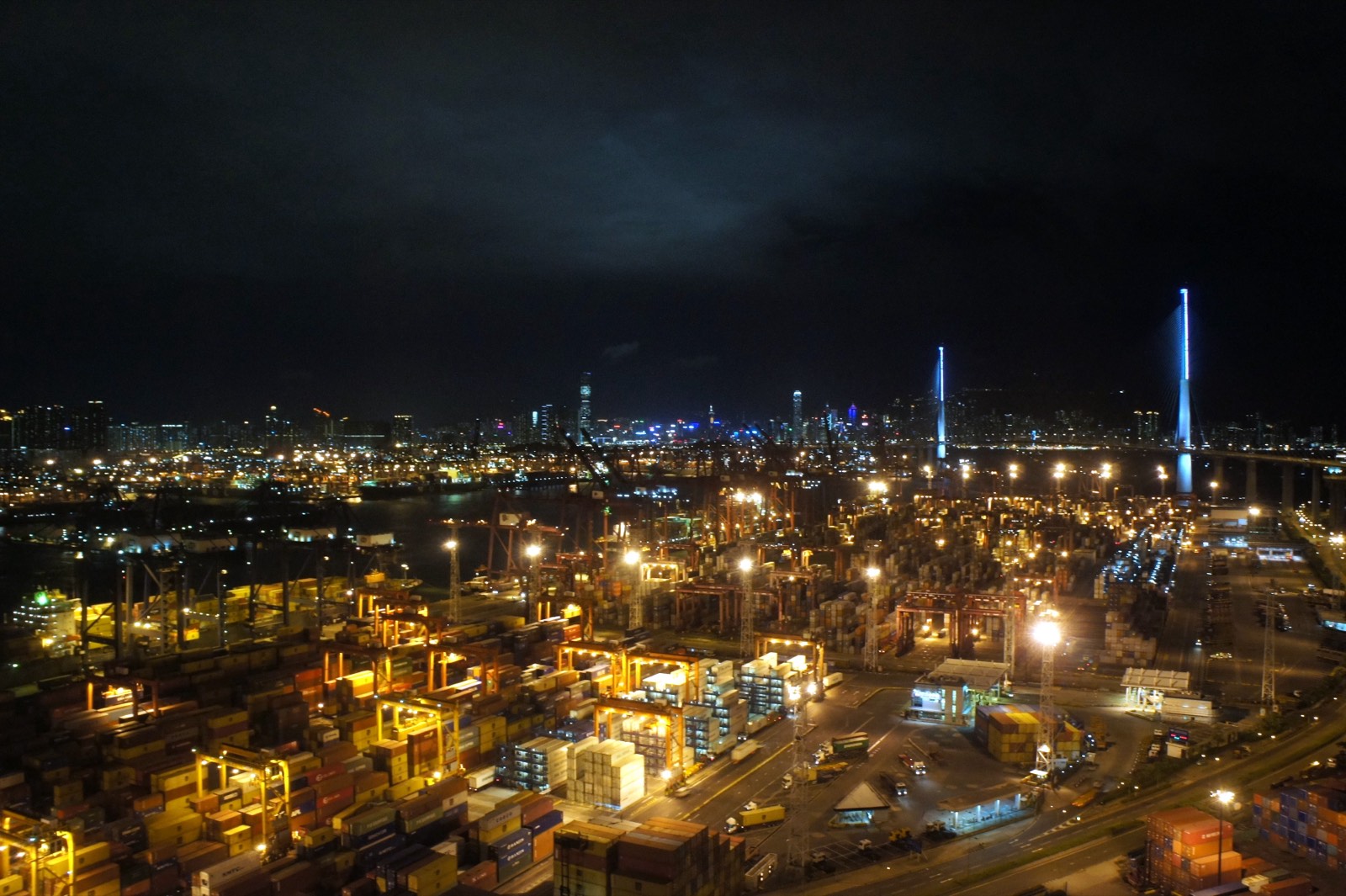 Kwai Tsing container terminals, Hong Kong, at night