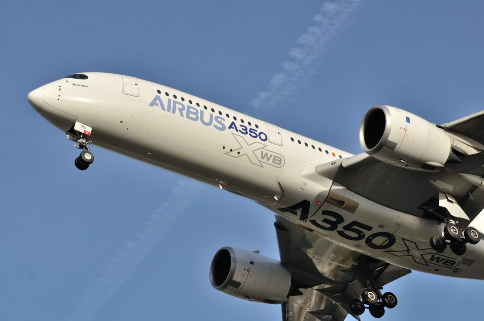 Widebody airliner in flight